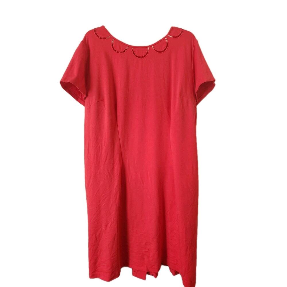 Talbots Red Cutout Neckline Ponte Knit Sheath Midi Dress Plus Size 18 18W